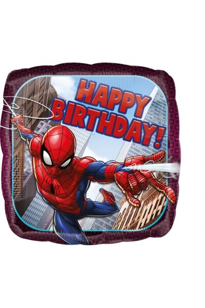 Anagram Metallic Foil Balloon Spider-Man HAPPY BIRTHDAY 45x45 cm