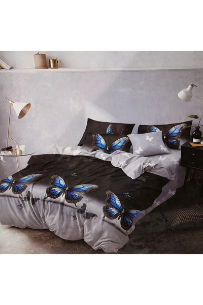 Casa Pucioasa Finet Bed Linen 6 Pieces, Fitted Sheet, Double Bed Set, Butterf...