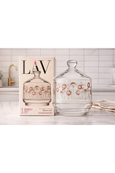LAV Berry Pembe Cam Şekerlik Kapaklı – Çikolata, Lokum & Bayramlık Sunumluk