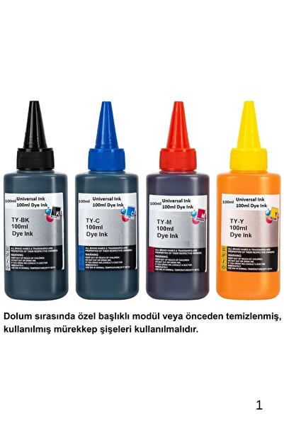 TecHarbor Epson EcoTank L100,L110,L120,L121,L130,L1300,L200,L210 / 100 ml Muadil Mürekkep Universal