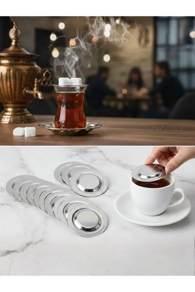 First Snowflake Stainless Steel Tea Cup Lid - 12-Pack Anti-Sugar Melting Tea Plate