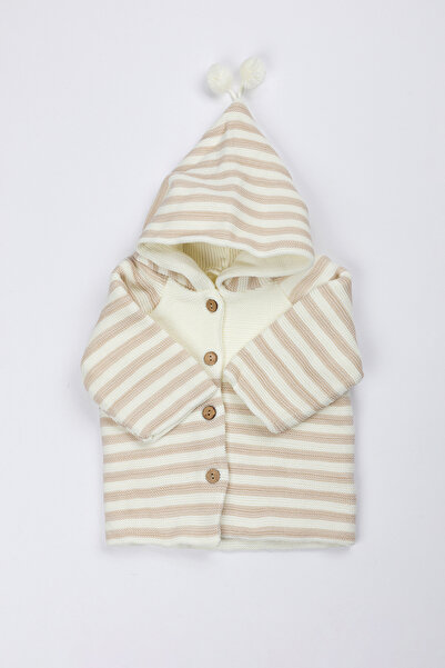 Yerli Baby Newborn Hooded Knitwear Unisex Pompom Baby Cardigan 0/6 Months