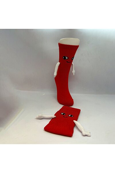 Biçorap06 Halay Çeken Figürlü Unisex Kırmızı Dikişsiz Çılgın Çorap