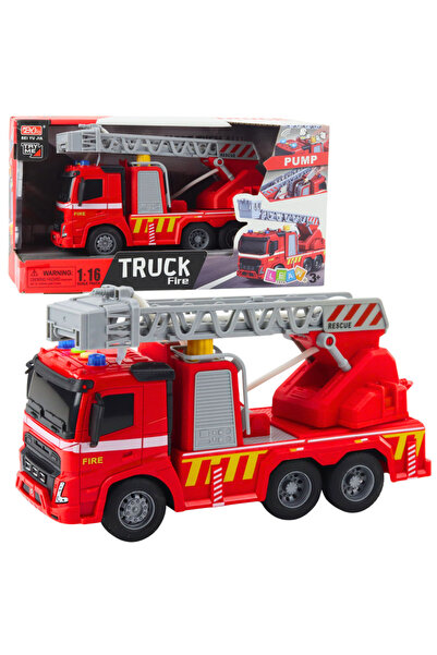 LEAN Πυροσβεστικό όχημα με σκάλα, φώτα, ήχους, ψεκασμό νερού 1:16