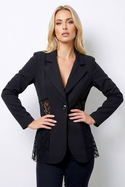 FashionForYou Roselle second-hand jacket, with asymmetrical lace panel, Black...