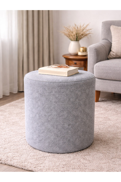 İMZA CRAFT Bukle Kumaş Yuvarlak Puf | Makyaj Pufu & Oturma Pufu