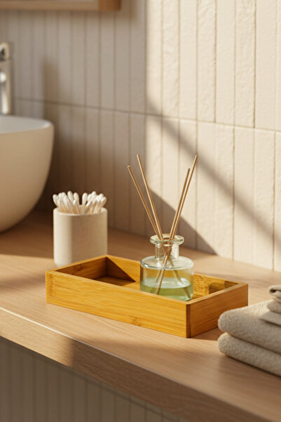 Snippy Bambi - Dikdörtgen Doğal Bambu Sunum Standı Tepsisi Bambu Anahtarlık Y...