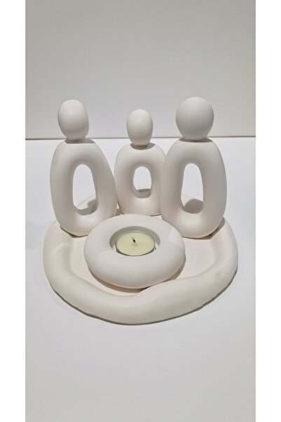 LİSYANTUS HOME Soyut Aile Mum Tutucu Heykel-Biblo-Obje