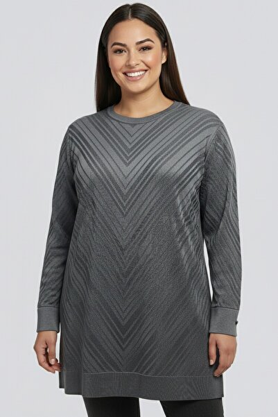 By Saygı Women's Round Neck Plus Size Tunic Blouse