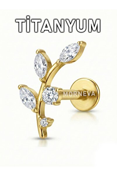 MORNEVA Titanyum Zeytin Dalı Helix Conch Piercingi (1 Adet)