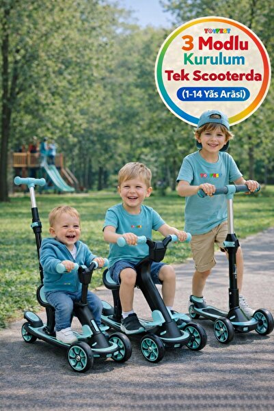 TOYFEST 3 Modlu Yönlendirmeli Ayarlanabilir Scooter Koltuklu Çocuk Scooter Fr...