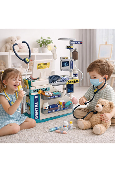 LEAN Set medical dentist farmacist cu masa lumini sunete accesorii 51 piese