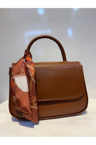 VADELA Fermuaralı, Elde ve Omuz Askılı, Eşarp Süslemeli Kadın Çantası