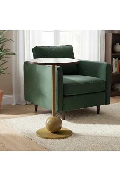 Generic "Aura" Round Service Table – Wooden Top with Luxury Gold Base