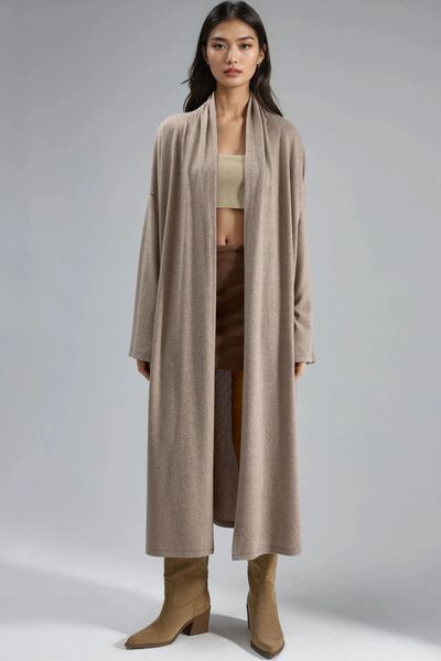 Hiccup Busem Open Front Long Stretchy Knitted Cardigan