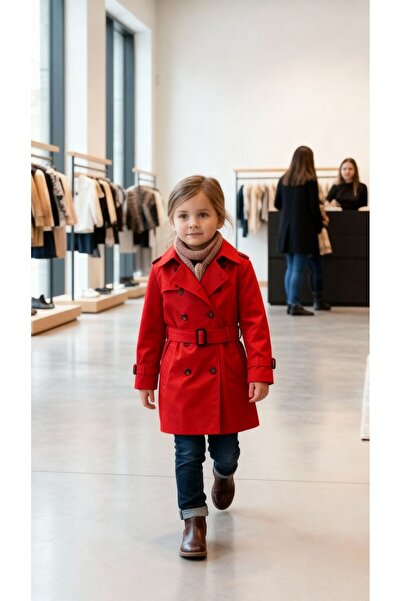 STYLENEST Kız Çocuk Klasik Kruvaze Trençkot – Düğmeli, Mevsimlik, Uzun Kesim