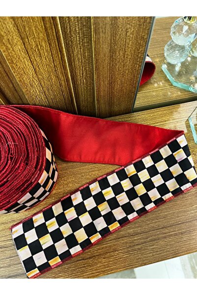GÜLHOBY Mackenzie Patterned Ribbon Checkered Model Ribbon 1 Meter 7 cm Wide