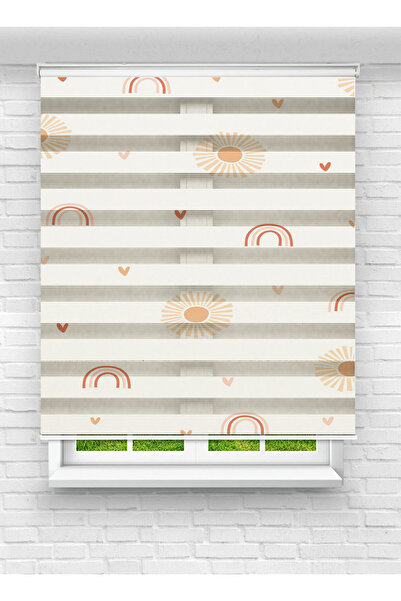 Enzo Home Zebra Stor Perde Gökkuşağı ve Güneş Desenli | Çocuk Odası Dijital B...