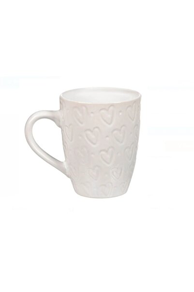 OEM White Ceramic Mug with Heart Pattern. Valentine's Day, 8.5 x 10 cm, 350ml