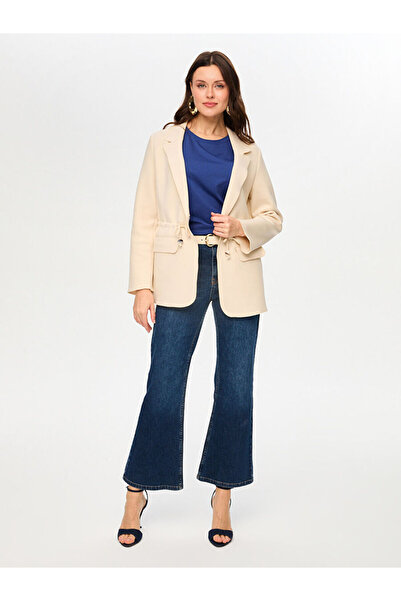 Faik Sönmez Beli Tünelli Astarsız Örme Blazer Ceket S26CKT007