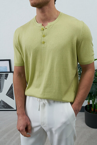 İLKCET MODA Buttoned Relax Men's Knitwear T-Shirt