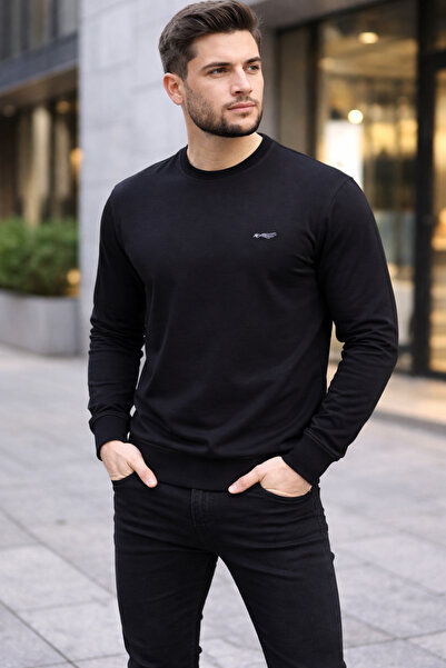 wera Bisiklet yaka Basic Likralı Erkek Sweatshirt