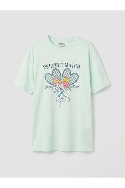 LC Waikiki Rmz Gi̇yi̇m Farkiyla Zero Roba Collar Girls' Ba Printed -Shirt