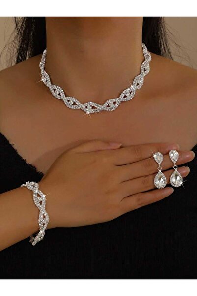 Ümaks Silvers Everlasting Love Women's Crystal Jewelry Set
