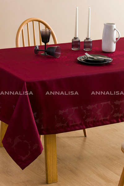 Annalisa Jumbo Su Geçirmez Masa Örtüsü Bordo