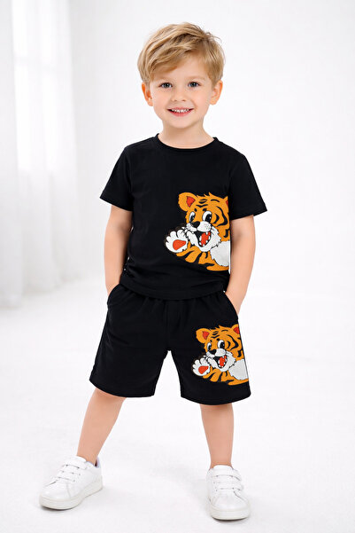 cc collection Dečački set majica i šortsa Tiger Štampano crne boje, letnji, P...
