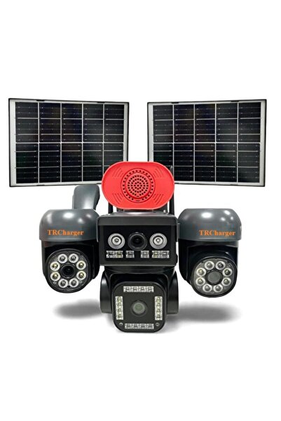 TRCharger 4 Kameralı 3 Kamera Telefondan Dönebilir Solar Güvenlik Kamera AOV ...