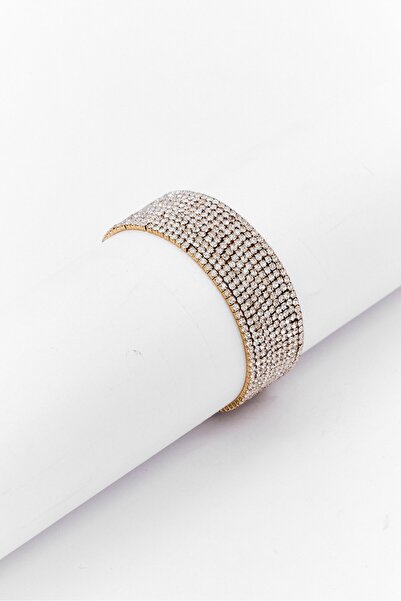 Piatella Women 2Pcs Simulated Diamond Stretch Bracelet And Ring Set, Gold