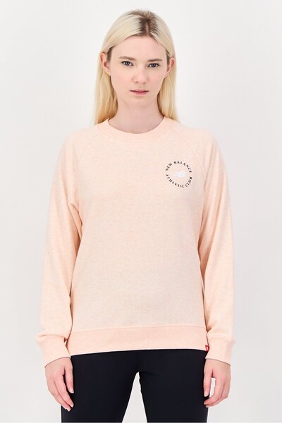 New Balance Women Relaxed Fit Long Sleeve Outdoor Sweatshirt, Pink