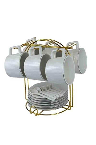 Generic Elegant White Porcelain Coffee Cup Set with Plates and Spoons