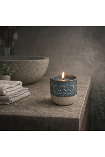 Arista Ashen Blue Ceramic Soyawax Kokulu Dekoratif Mum