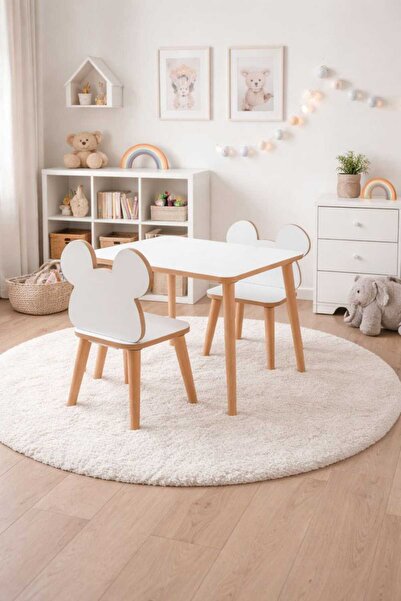 eceahşaptasarım Çocuk Masa Sandalye Takımı Aktivite Masası Çalışma Masası 1 M...