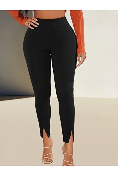 MAROVOAY Colanți din lycra cu detaliu mini-fante la picior, mărime mare