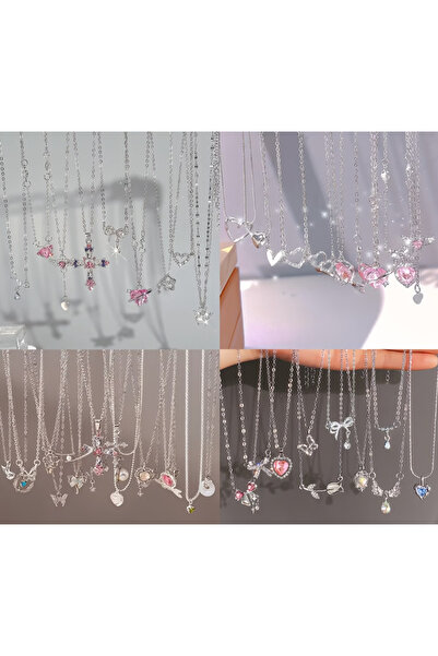 Ervalina Renkli Zirkon Taşlı Figürlü Kolyeler (Karışık Gönderim)