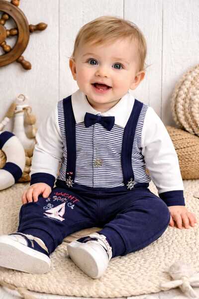 krm kerem bebe طقم بابيون دوبل سكورب مارين للأولاد الصغار