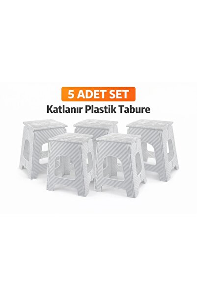 Toptancı Amca 5’li Katlanır Plastik Tabure Seti – Dayanıklı, Hafif, Yer Kapla...