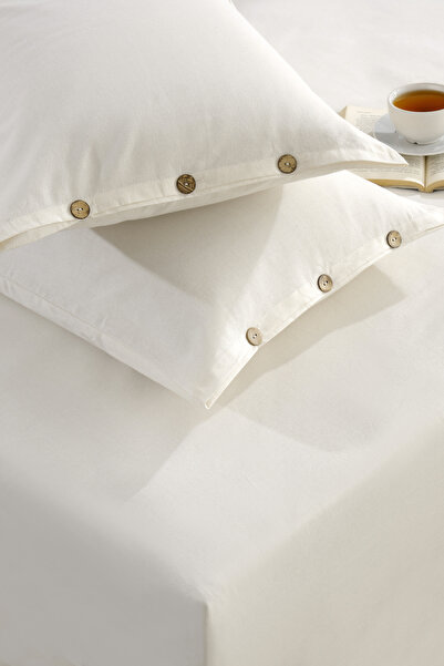 MUEV 100% Cotton Double Elastic Bed Sheet Set Pillows with Buttons Fitted 180...