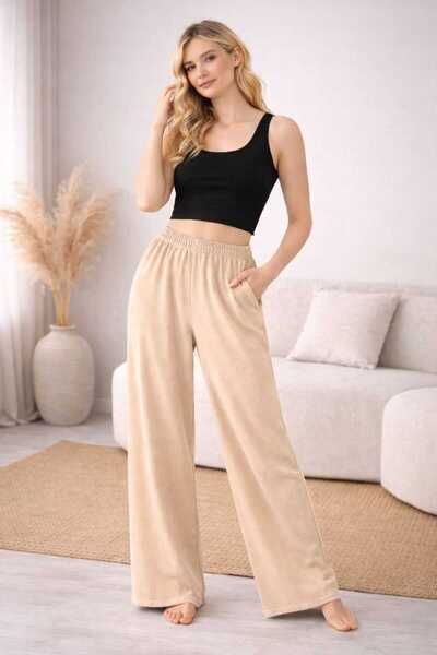 Pupa بنطلون رياضي نسائي واسع الساقين مصنوع من قماش مودال ناعم الملمس