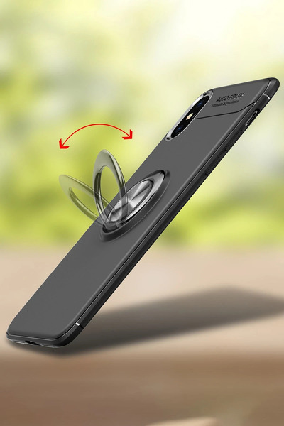 FREEDOM STOREE نيو فيس حافظة آيفون Xs مع حلقة سيليكون - أحمر