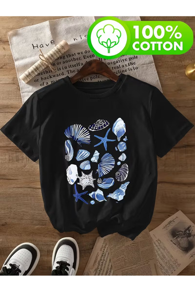 EYMORA Sea Shell Starfish Printed T-Shirt