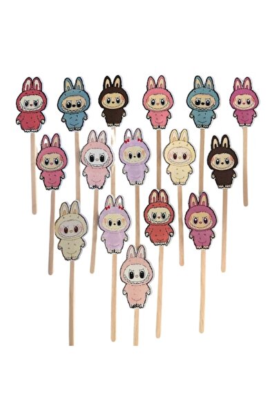 DecoParty Cake Toppers Set, LaBubu, 16 Figures, Cardboard