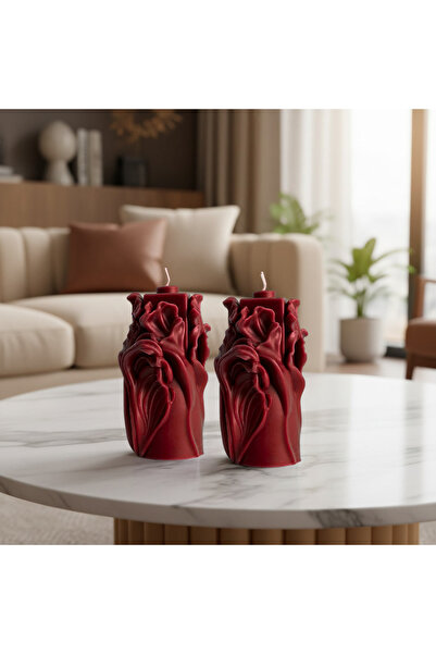 Arista Wavy_Forest_Whisper_Dekoratif_Kokulu_2_Adet_Bordo_Mum