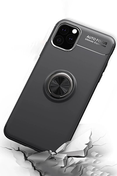 CT STONES حافظة نيو فيس لهاتف آيفون 11 برو ماكس من السيليكون مع حلقة - أحمر