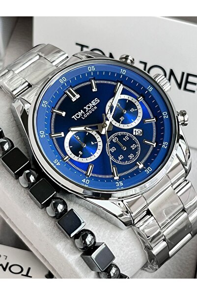 Tom Jones Yeni Erkek Kol Saati Gümüş Renk Çelik Kordon 5 Atm Su Geçirmez+Doğa...