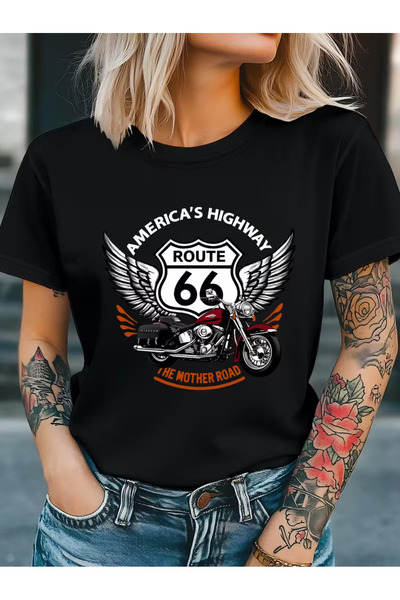 EYMORA Freedom Ride Motorcycle Graphic Printed T-Shirt