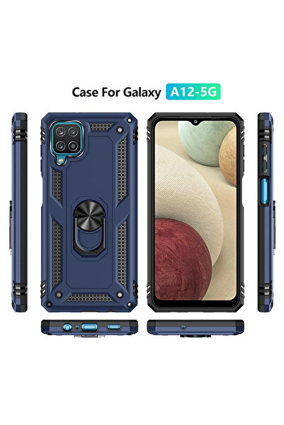 CT STONES غطاء حماية سامسونج جالاكسي A22 من نيو فيس مع حلقة صوفيا - أزرق داكن